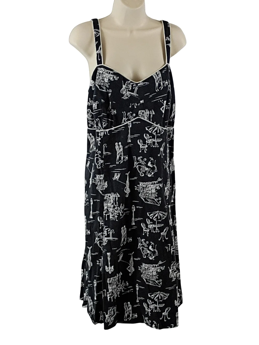 KSL Black and White Printed Midi Dress - Women Size 18W